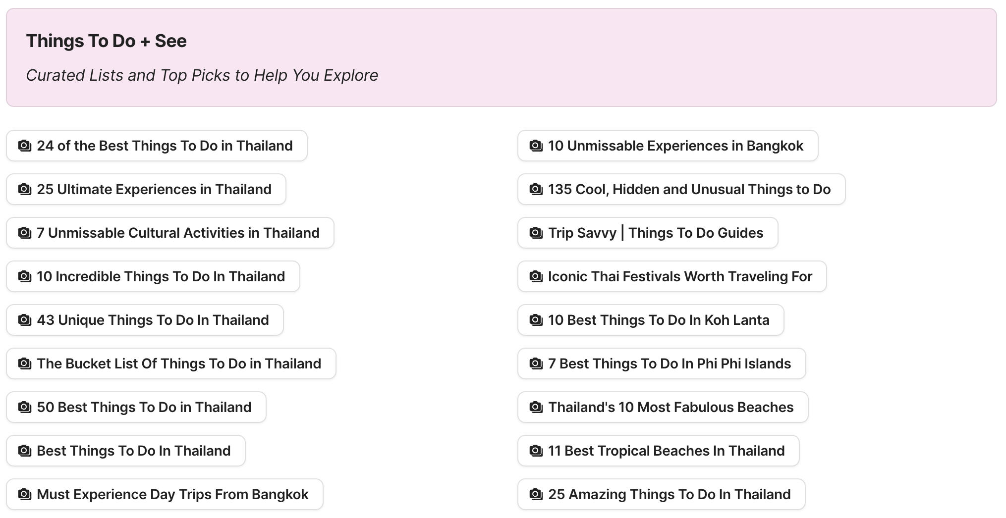 Things To Do In Thailand Preview of Things To Do In Thailand section in Thailand Travel Research by Feral Travel